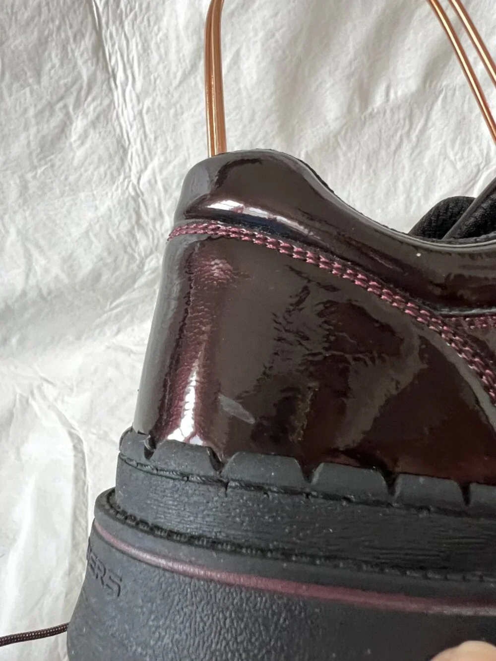 Skechers Jammers shoes womens 9 Cool Block Oxford burgundy red faux patent